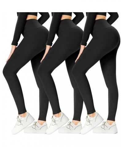 3 Pack Capri Leggings for Women - Tummy Control Workout Yoga Pants Black Compression Leggings for Gym(Full Length&Capri) Blac...