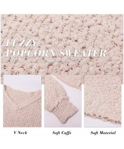 Women's 2024 Fall Winter Oversized Fuzzy Popcorn Sweaters Trendy V Neck Long Sleeve Cozy Pullover Tunic Tops Wine Red $10.75 ...