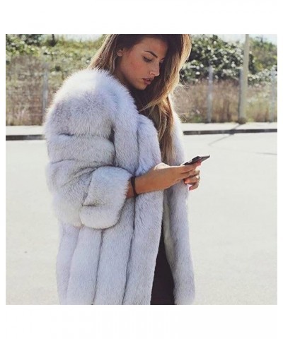 Women's Collar Warm Coat Winter Thickened Long Sleeve Faux Fur Coat M-bust 92cm Khaki $64.07 Coats