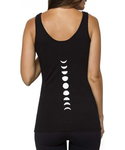 Organic Cotton Yoga Workout Tank Top Moon Phases Shirts Tops Tees Tanks for Women Black With White Moons $13.23 Activewear