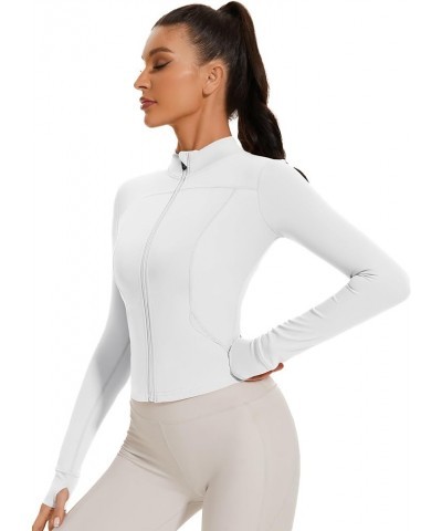 Workout Jackets for Women Grey Cropped Running Yoga Zip Up Track Jacket with Pockets White $16.17 Jackets