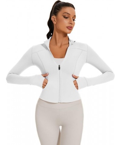 Workout Jackets for Women Grey Cropped Running Yoga Zip Up Track Jacket with Pockets White $16.17 Jackets