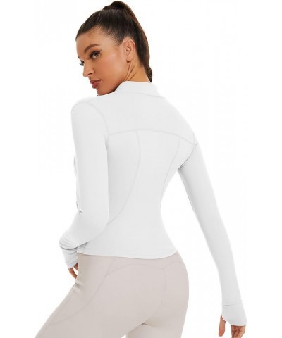 Workout Jackets for Women Grey Cropped Running Yoga Zip Up Track Jacket with Pockets White $16.17 Jackets