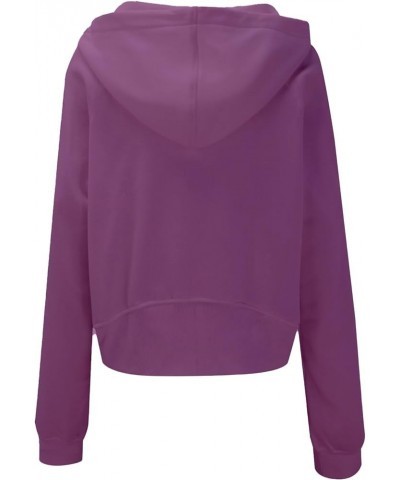 Half Zip Sweatshirts Cropped Hoodies Fleece Womens Quarter Zip Up Pullover Sweaters Fall Outfits 2023 Winter Clothes E-purple...