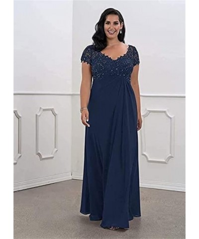 Mother of The Bride Dresses Plus Size Lace V-Neck Wedding Guest Dresses Ruffles Short Sleeve Mother of The Groom Dresses Cham...