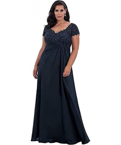 Mother of The Bride Dresses Plus Size Lace V-Neck Wedding Guest Dresses Ruffles Short Sleeve Mother of The Groom Dresses Cham...