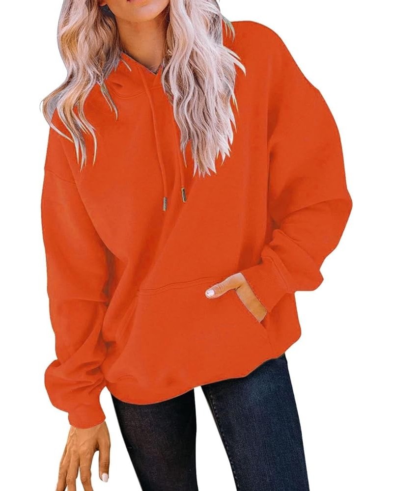 Sleep Jacket Womens Women's Casual Pocket Hoodie Long Sleeve Fashion Rope Pullover Hoodie Top Plain Hoodie 1-orange $12.09 Ho...