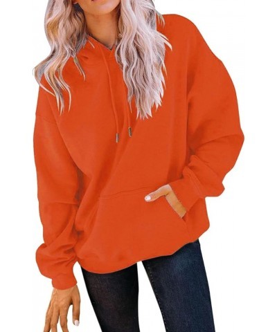 Sleep Jacket Womens Women's Casual Pocket Hoodie Long Sleeve Fashion Rope Pullover Hoodie Top Plain Hoodie 1-orange $12.09 Ho...