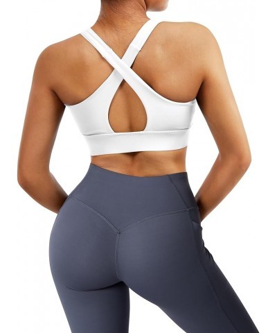 Sports Bras for Women Fitness Cross Back Padded Workout Yoga Bra Tops 229-white $15.25 Lingerie