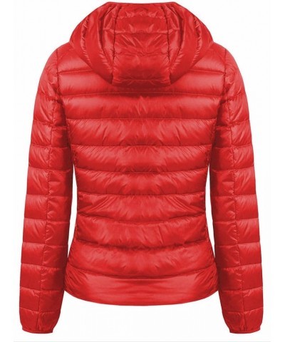 Women's Hooded Packable Ultra Light Weight Short Down Jacket Parka Insulated Coat Red $11.75 Jackets