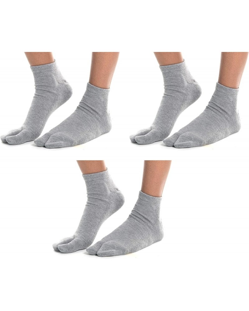 V-Toe Thick Quality Ankle Flip-Flop Socks - Tabi Split Toe Men Women Japanese 3 Pack Gray $12.76 Others