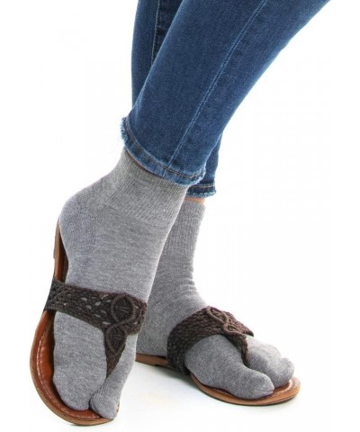 V-Toe Thick Quality Ankle Flip-Flop Socks - Tabi Split Toe Men Women Japanese 3 Pack Gray $12.76 Others