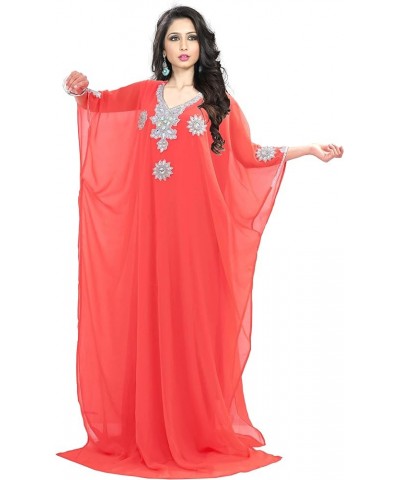 Women wear Kaftan Farasha Caftan Kimono Long Dress Beach Cover up Free Size Coral $22.79 Dresses