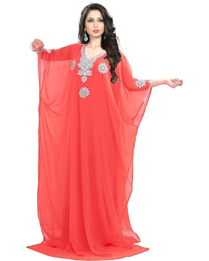 Women wear Kaftan Farasha Caftan Kimono Long Dress Beach Cover up Free Size Coral $22.79 Dresses