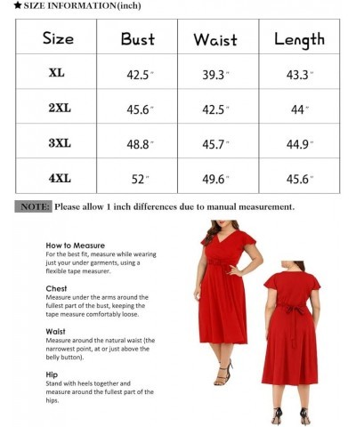 Women's Plus Size Flutter Sleeve Dress Deep V Neck A-Line Swing Midi Dresses Caramel $19.32 Dresses