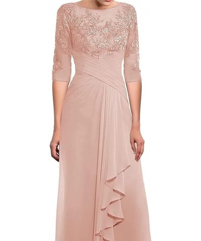 Long Mother of The Bride Dress for Wedding Lace Appliques 3/4 Sleeves Chiffon Formal Evening Party Prom Gowns for Women Purpl...