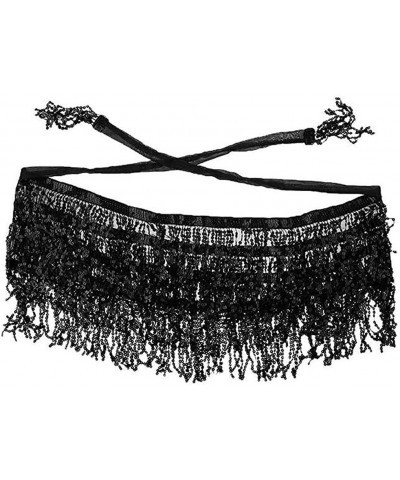 Women Boho Beach Sequin Tassel Mini Skirts Music Festival Party Club Hip Scarf Belt Wrap Skirt Black $11.52 Skirts