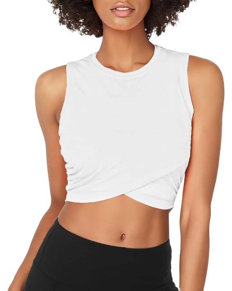 Yoga Crop Tops Dance Tops Fitted Workout Crop Tops Yoga Tank Tops Athletic Sports Shirts for Women White $11.95 Activewear