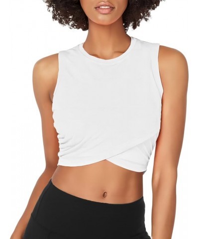 Yoga Crop Tops Dance Tops Fitted Workout Crop Tops Yoga Tank Tops Athletic Sports Shirts for Women White $11.95 Activewear