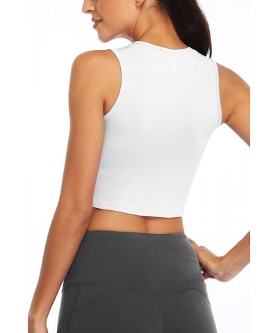 Yoga Crop Tops Dance Tops Fitted Workout Crop Tops Yoga Tank Tops Athletic Sports Shirts for Women White $11.95 Activewear