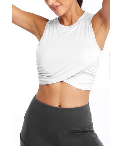 Yoga Crop Tops Dance Tops Fitted Workout Crop Tops Yoga Tank Tops Athletic Sports Shirts for Women White $11.95 Activewear