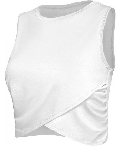 Yoga Crop Tops Dance Tops Fitted Workout Crop Tops Yoga Tank Tops Athletic Sports Shirts for Women White $11.95 Activewear