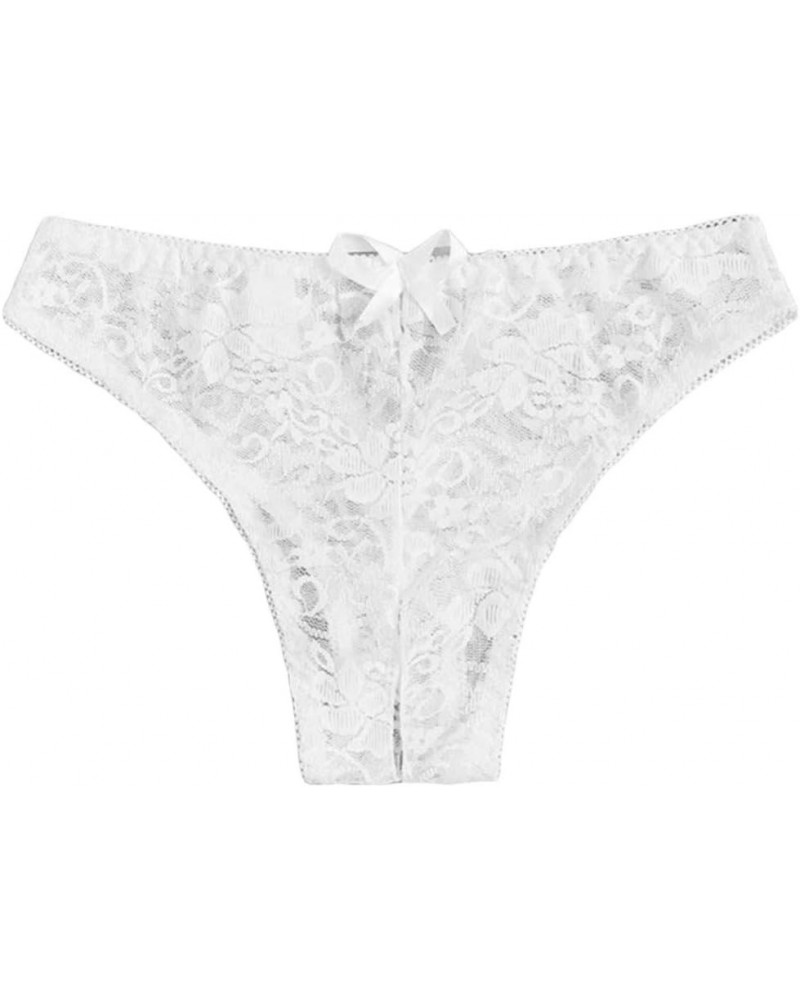 Women Sexy Hollow Out Lace Briefs Lingerie Low Waist Underwear Exotic Soft Crossover Embroidery Crochet Loose Panty White 5 $...