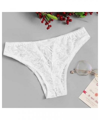 Women Sexy Hollow Out Lace Briefs Lingerie Low Waist Underwear Exotic Soft Crossover Embroidery Crochet Loose Panty White 5 $...