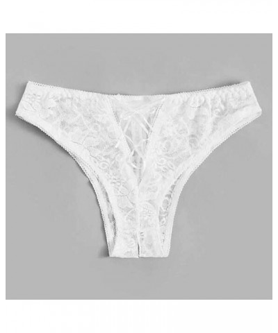 Women Sexy Hollow Out Lace Briefs Lingerie Low Waist Underwear Exotic Soft Crossover Embroidery Crochet Loose Panty White 5 $...