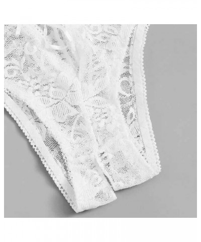 Women Sexy Hollow Out Lace Briefs Lingerie Low Waist Underwear Exotic Soft Crossover Embroidery Crochet Loose Panty White 5 $...