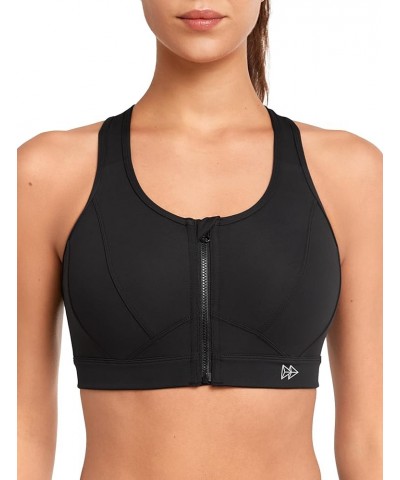 Zip Front Sports Bra - High Impact Sports Bras for Women Plus Size Workout Fitness Running Dark Black $17.22 Lingerie