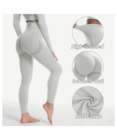 Workout Leggings for Women Seamless Scrunch Butt Lifting Leggings High Waisted Booty Yoga Pants Compression Tights 2-light Gr...