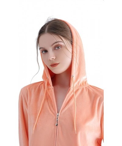 Velour Tracksuit Womens 2 Piece Outfit Zip Up Hoodie Sweatshirt and Jogger Pant Sweatsuits Set Orange $18.90 Activewear