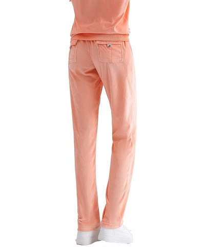 Velour Tracksuit Womens 2 Piece Outfit Zip Up Hoodie Sweatshirt and Jogger Pant Sweatsuits Set Orange $18.90 Activewear