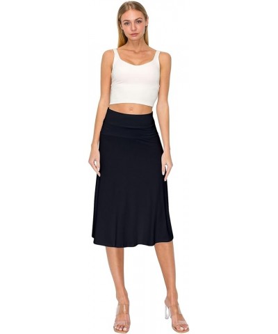 Women's Solid Basic Lightweight Floor Length Flare Long Maxi Lounge Skirt Black_2325 $12.25 Skirts