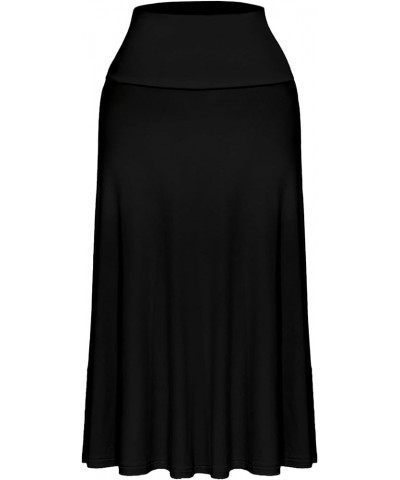 Women's Solid Basic Lightweight Floor Length Flare Long Maxi Lounge Skirt Black_2325 $12.25 Skirts