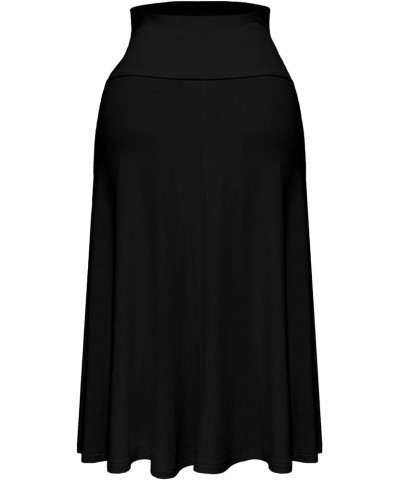 Women's Solid Basic Lightweight Floor Length Flare Long Maxi Lounge Skirt Black_2325 $12.25 Skirts