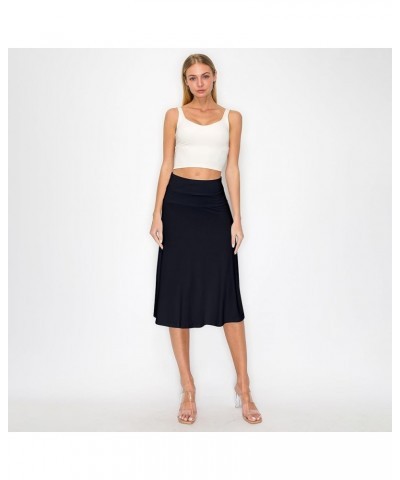 Women's Solid Basic Lightweight Floor Length Flare Long Maxi Lounge Skirt Black_2325 $12.25 Skirts