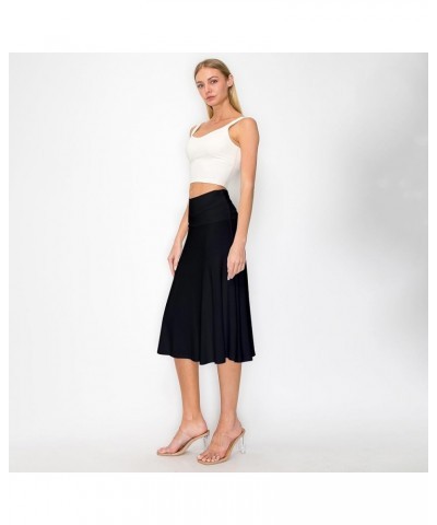 Women's Solid Basic Lightweight Floor Length Flare Long Maxi Lounge Skirt Black_2325 $12.25 Skirts