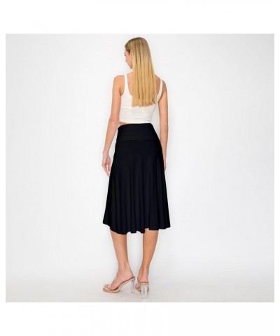 Women's Solid Basic Lightweight Floor Length Flare Long Maxi Lounge Skirt Black_2325 $12.25 Skirts