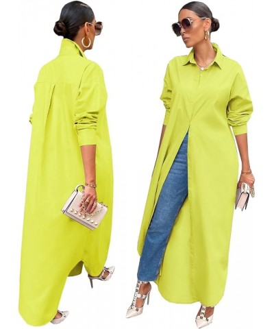 Women's Summer Thin Solid Color Long Shirt Coat Long Sleeves (Color : Fluorescent Yellow, Size : S) Medium Fluorescent Yellow...