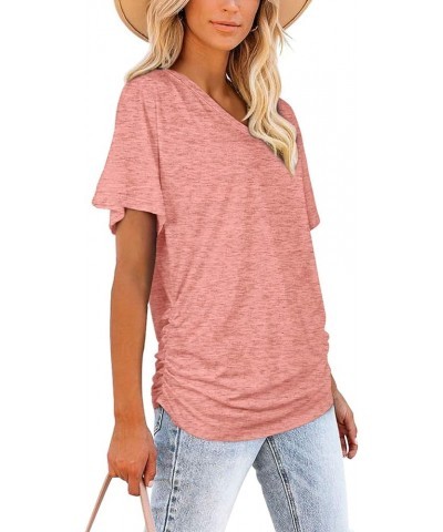 Womens Summer Tops Short Sleeve V Neck Dolman Shirts Loose Fit Tunic Tops 2-pink $12.99 T-Shirts