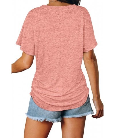 Womens Summer Tops Short Sleeve V Neck Dolman Shirts Loose Fit Tunic Tops 2-pink $12.99 T-Shirts