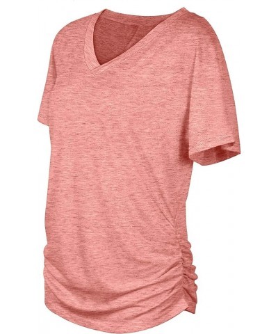 Womens Summer Tops Short Sleeve V Neck Dolman Shirts Loose Fit Tunic Tops 2-pink $12.99 T-Shirts