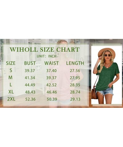 Womens Summer Tops Short Sleeve V Neck Dolman Shirts Loose Fit Tunic Tops 2-pink $12.99 T-Shirts