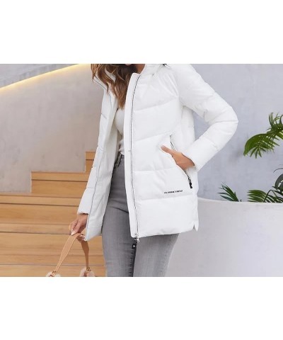 Women's Jacket Short Warm Hooded Female Winter Outwear Classic Zipper Design Big Pockets Women Coat V008 White $49.10 Jackets