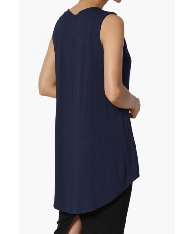 Women's S~3X Essentials Luxe Jersey Tunic V-Neck Relaxed Fit Sleeveless Top Navy $12.59 Tops