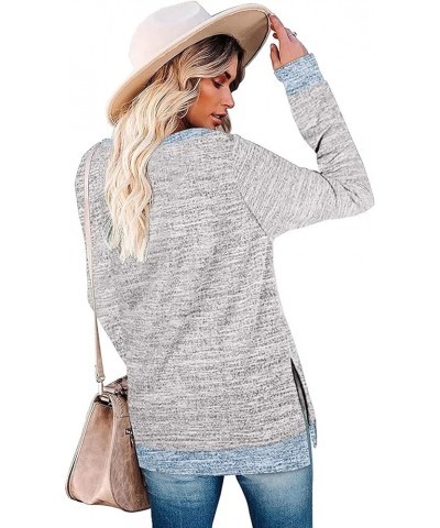 Women's Long Sleeve Sweatshirts Color Block Crewneck Sweaters Tunic Tops Light Grey $10.61 Hoodies & Sweatshirts