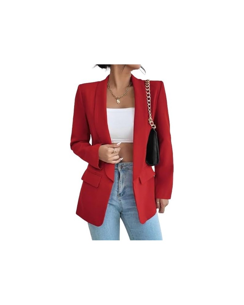 Business Professional Suit Jackets Cropped Blazer Jackets for Women Dressy Bomber Jacket Lightweight Petite Blazers Red Blaze...