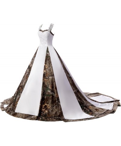 Camo with Lace Ball Gown Wedding Dresses for Bride with Cross Straps Back White and Muddy Camo $61.09 Dresses